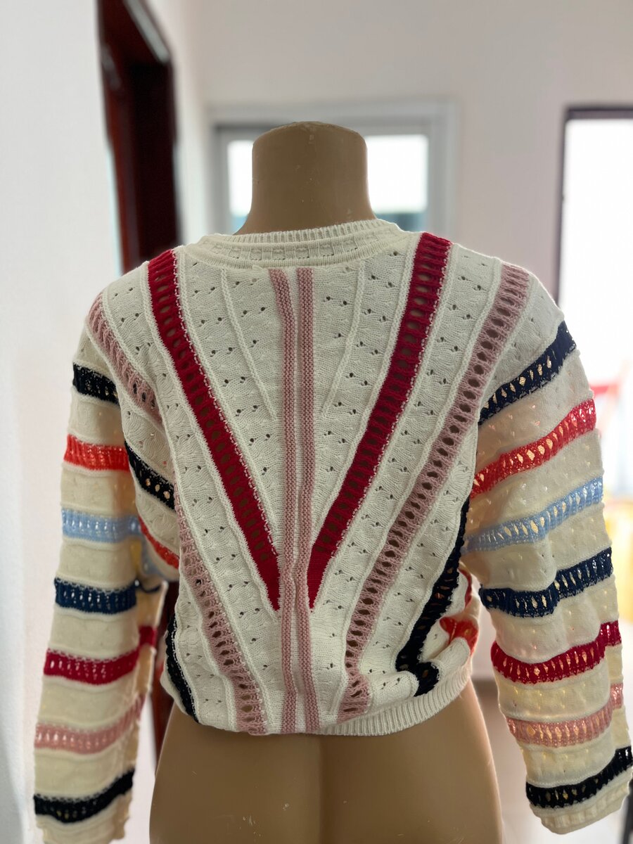 Pull rayé multicolore femme
