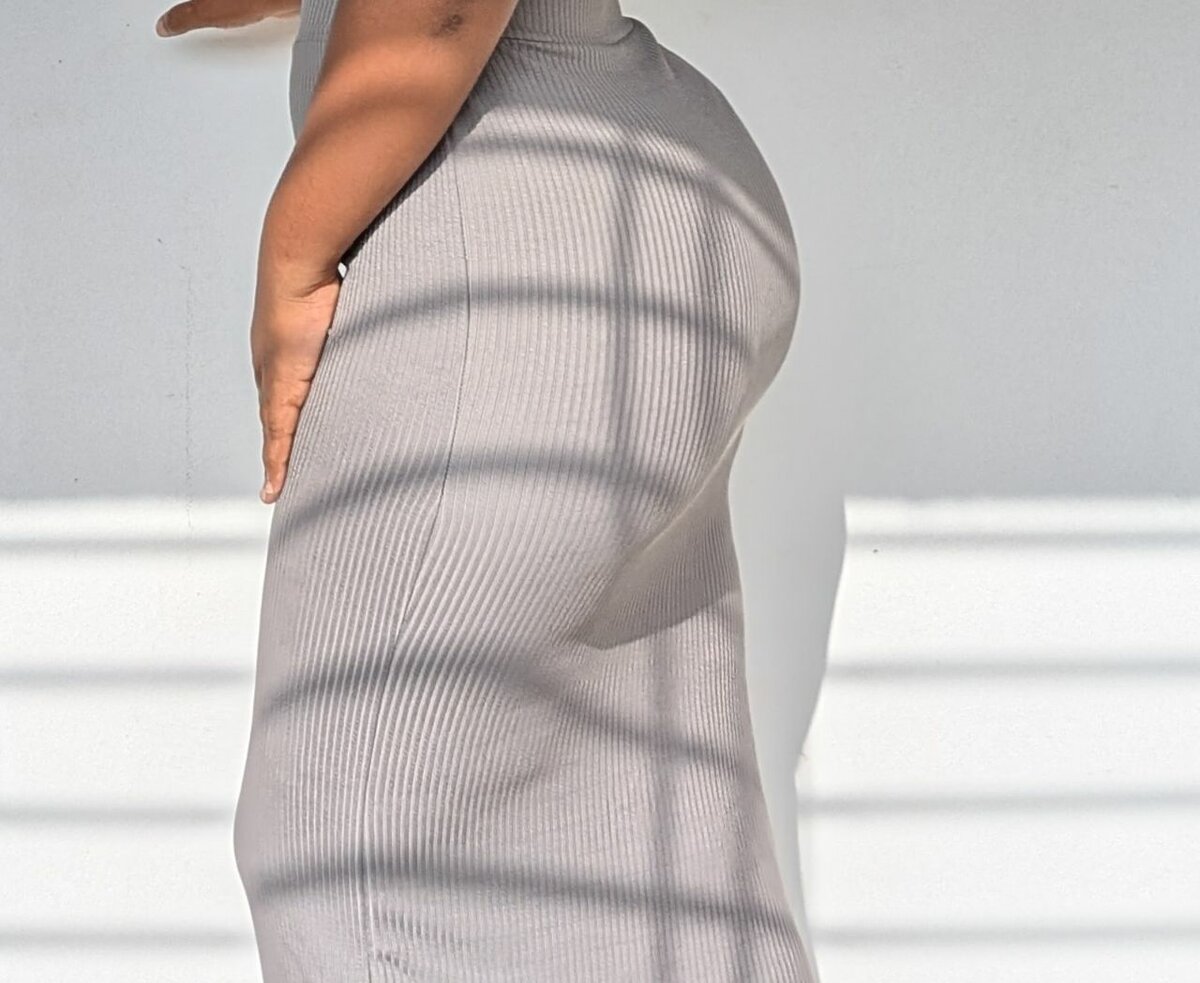 Jupe longue en tricot côtelé