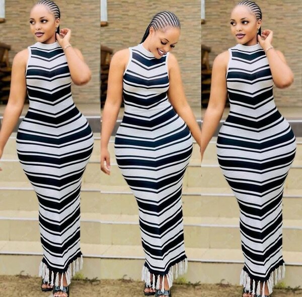 Robe longue rayée chic