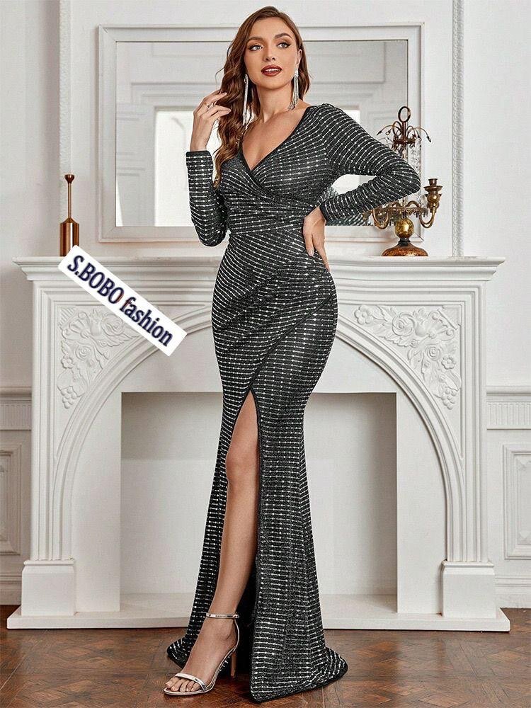 Jolie robe de soirée avec une fentes pour femme