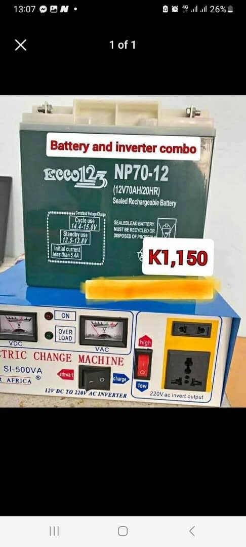 70ah Ecco battery and 500watts inverter combo