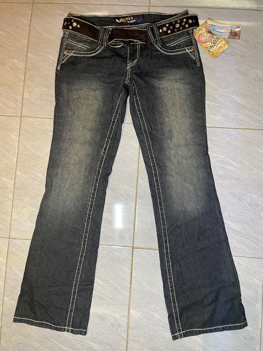 High contrast stitch jeans