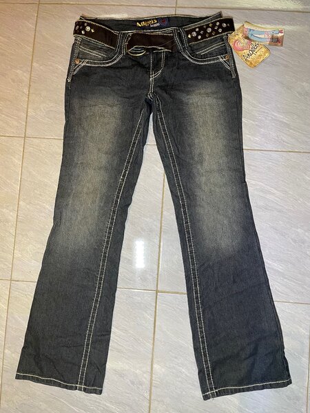 High contrast stitch jeans