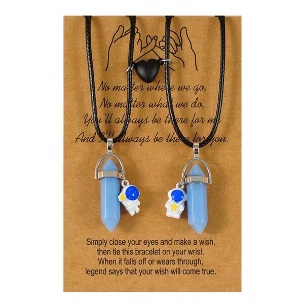 Glowing in Dark moonstone couples or besties necklaces