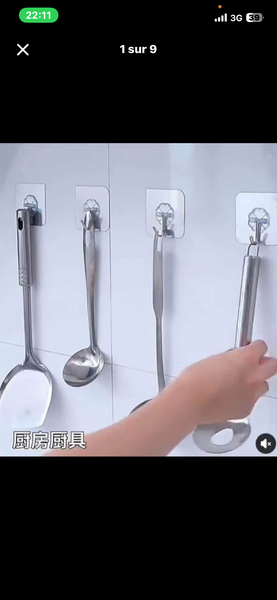 Crochets muraux adhésifs transparents