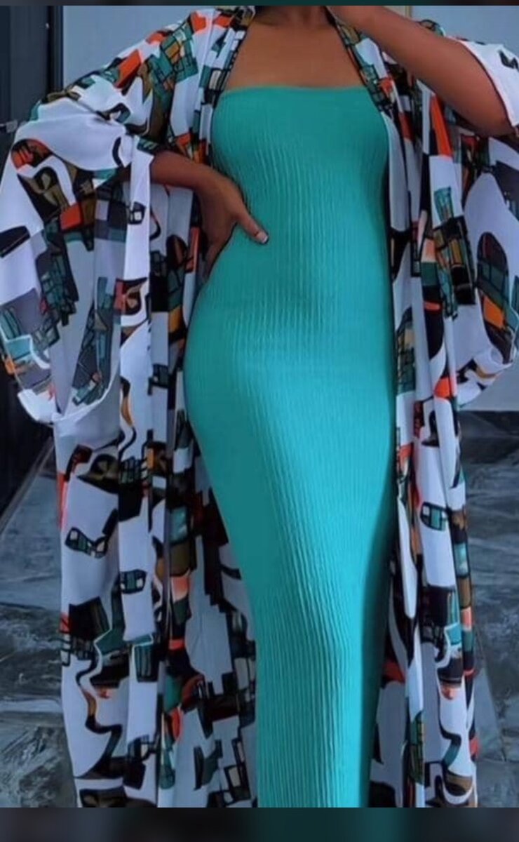 Robe longue turquoise chic