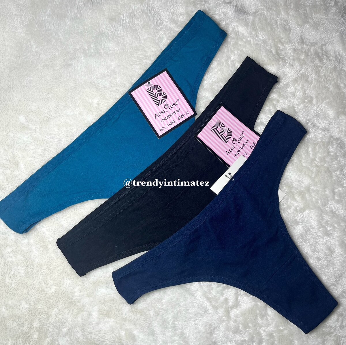 Cotton and spandex thongs