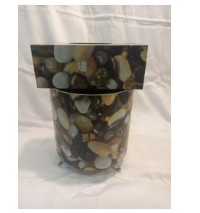 PVC Sheet Tiles Color Wooden Round Dust Bin Set