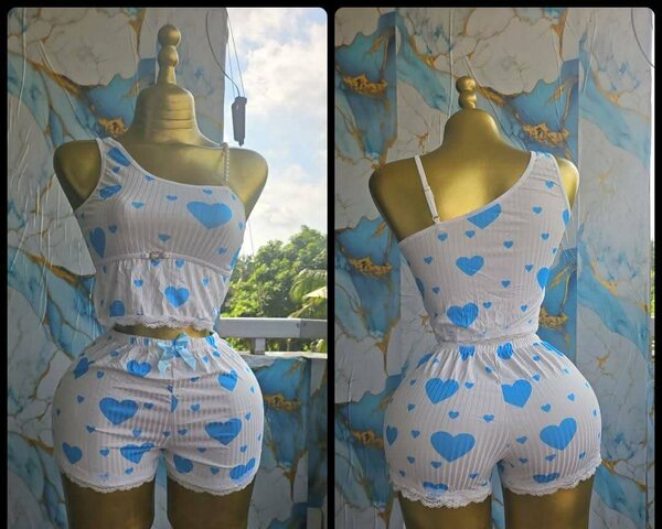 Ensemble pyjama cœur rouge pour femme