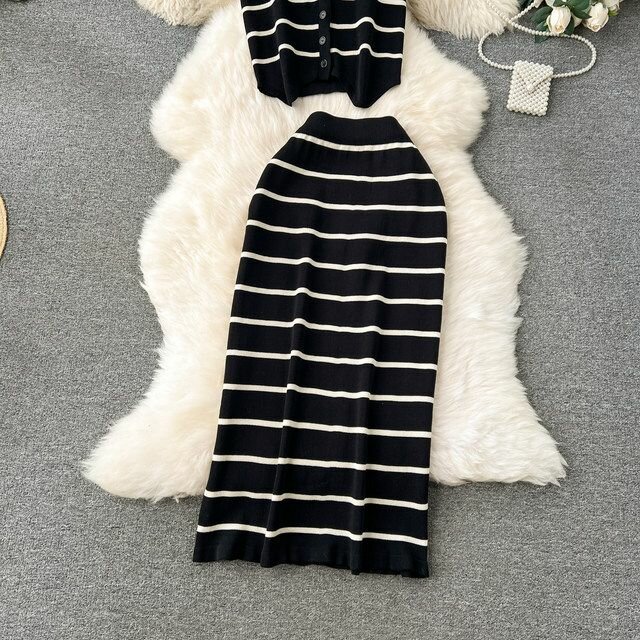 Set élégant rayé femme