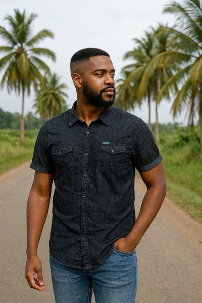 Chemise en denim noir pour homme - Tailles XL à 4XL