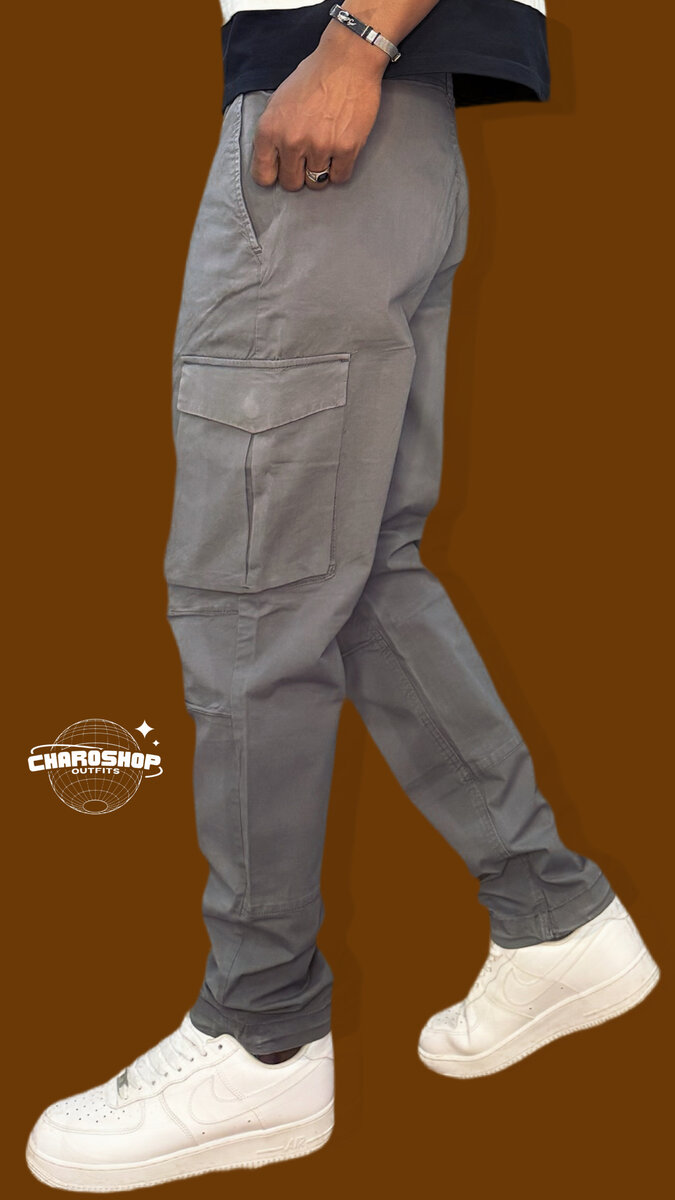Pantalon cargo gris homme