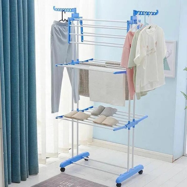 Séchoir à linge pliable à roulettes