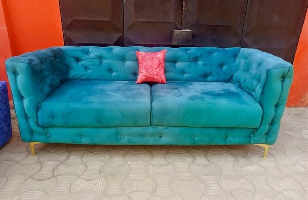 Canapé 3 places en velours sarcelle