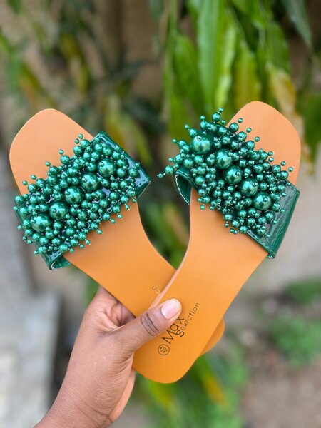 Sandales Femme Perles Vertes