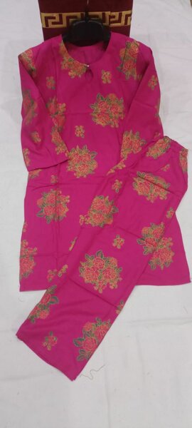 Most demanding Gulab print Linen 2p suit for girls and women