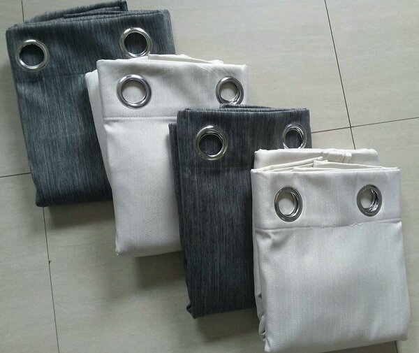 2 drops of curtains gray and white