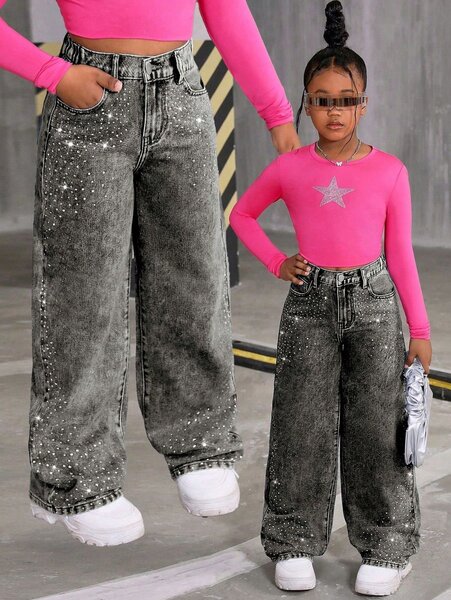 Jeans paillettes enfant