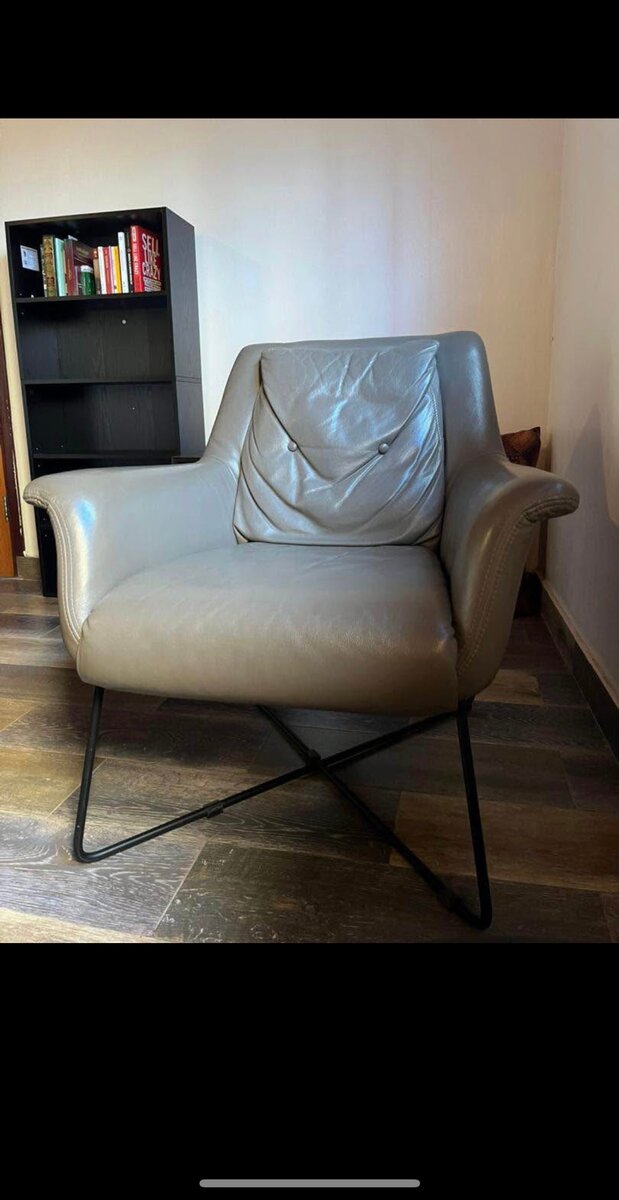 Fauteuil en Cuir Gris USA