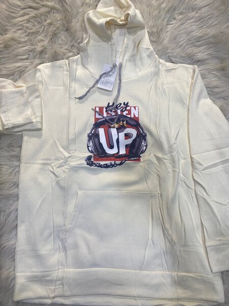 Sweat à capuche blanc imprimé