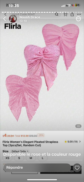 Top bustier plissé rose