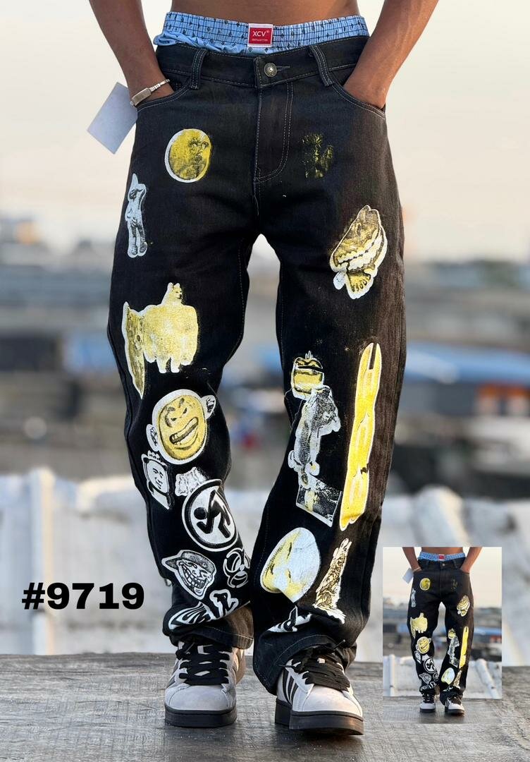 Jeans noir street art homme