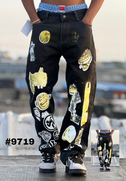 Jeans noir street art homme