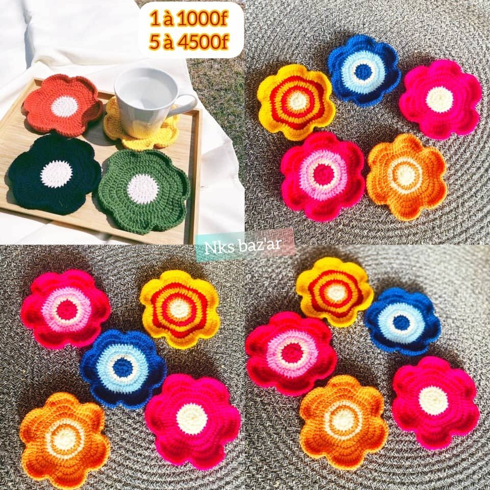 Sous tasse Crochet Fleuri