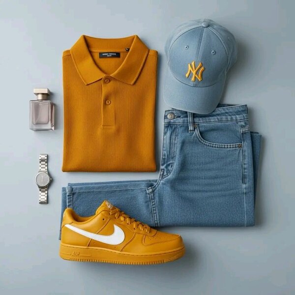 Tenue décontractée jaune et bleue