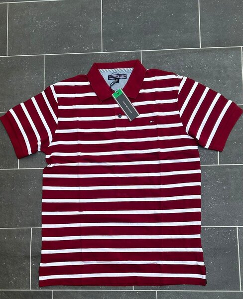 Polo rayé rouge homme