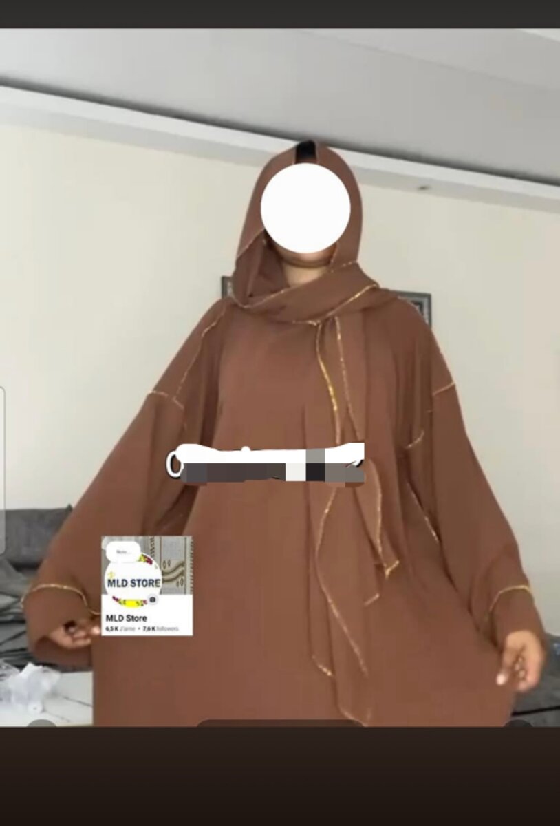 Abaya marron à capuche