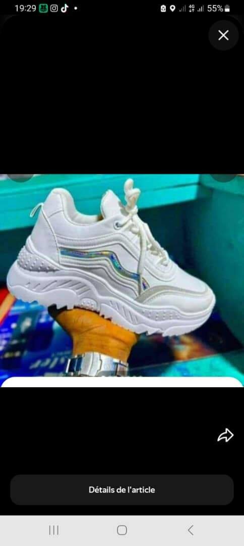 Baskets blanches chunky femme