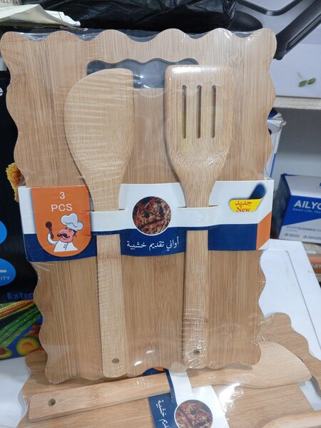 Wooden chopping board and laddles