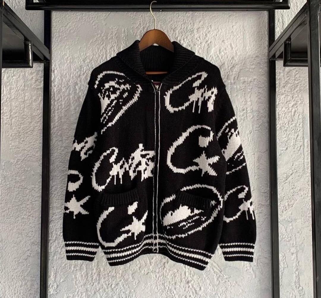 Cardigan motif bicolore unisexe