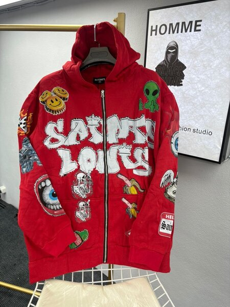 Sweat à capuche rouge homme graphique