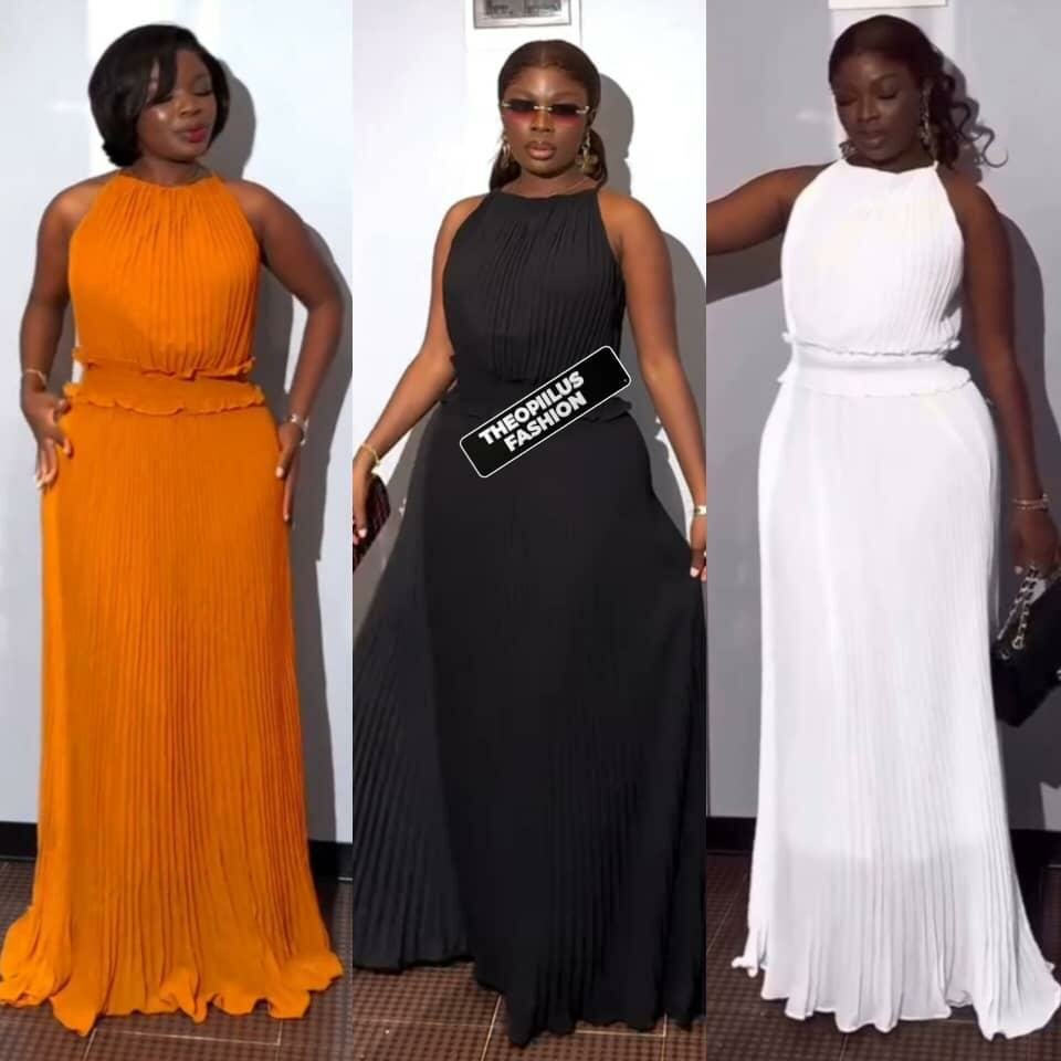 Robe longue plissée élégante