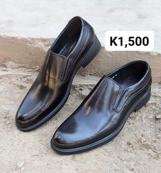 men's leather shoes with elastic band black