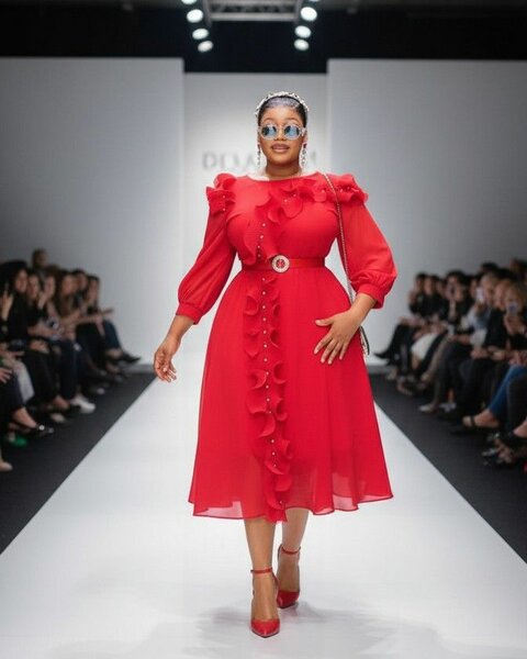 Robe rouge élégante à volants