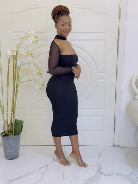 black translucent dress