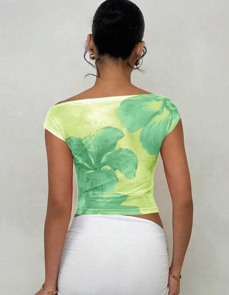 Top floral vert tendance