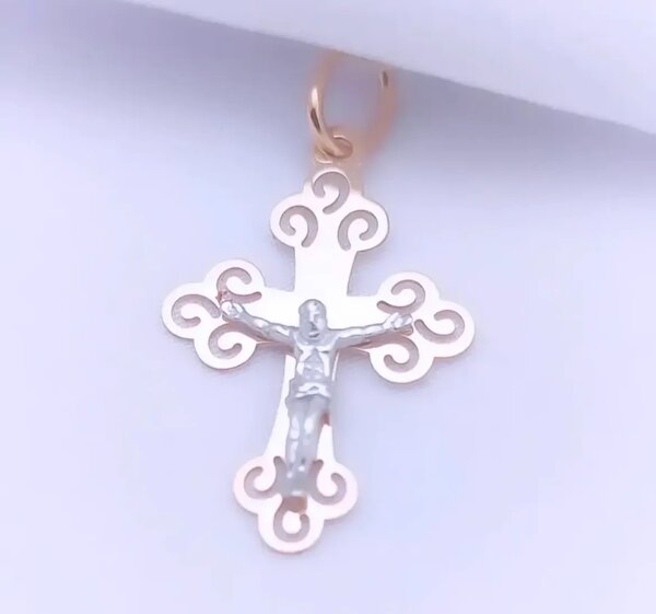 Крестик из красного золота 585