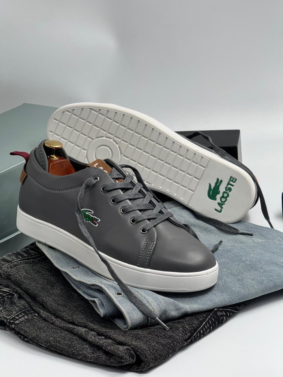 LACOSTE GREY AND WHITE