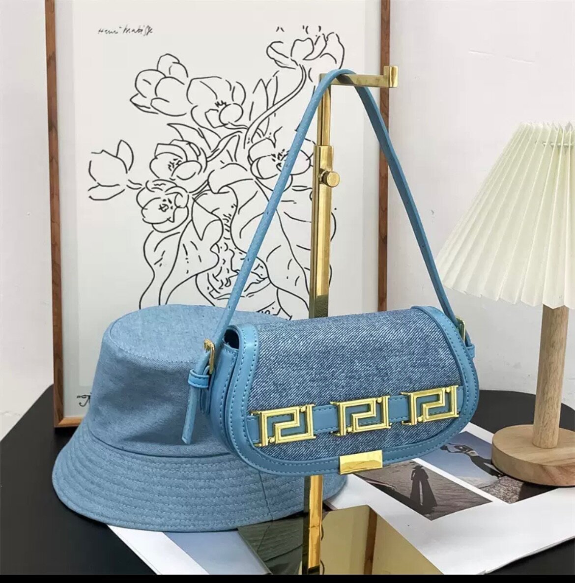 Ladies jeans bag and cap