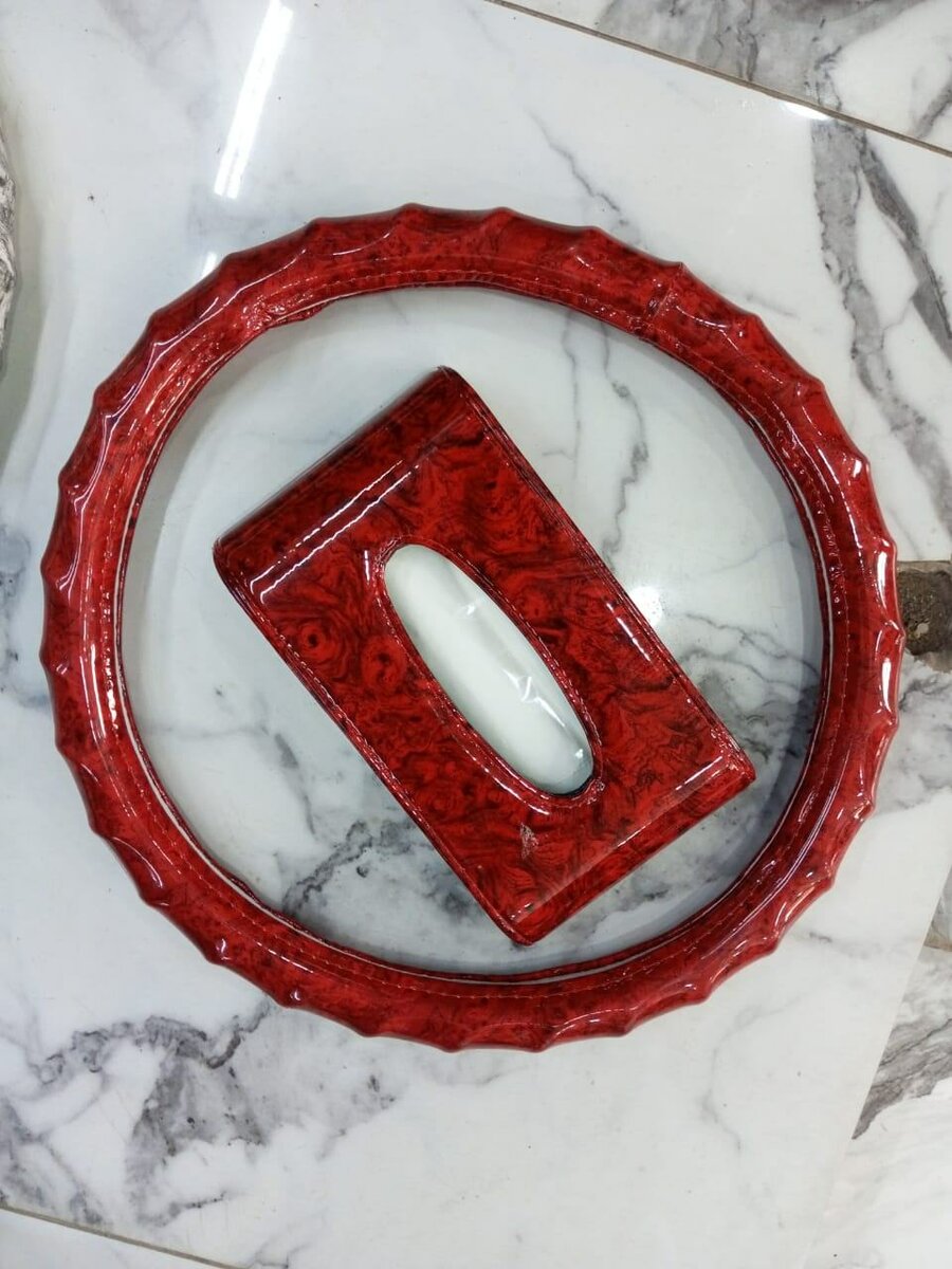 Protège volant + boite a mouchoirs en cuir haut de gamme