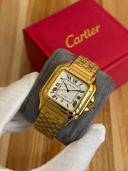 Montre Cartier homme en cuir et acier