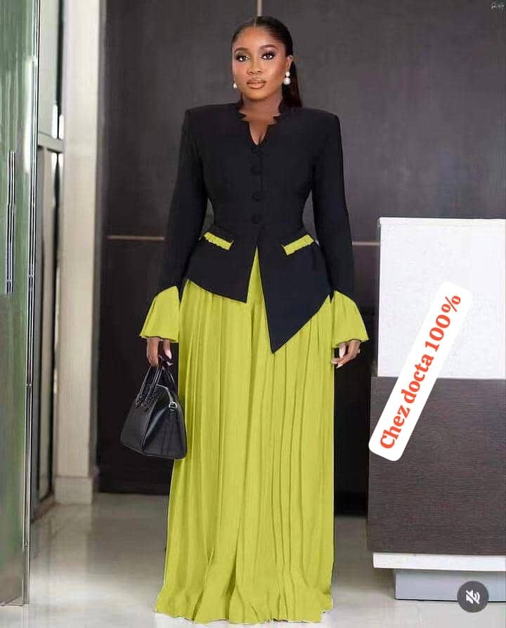 Robe élégante noir et vert