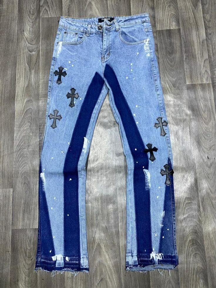 Jeans patchwork croix