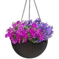 Beautiful Plastic Hanging Planter Flower Pot With Hanging Chain - Brown