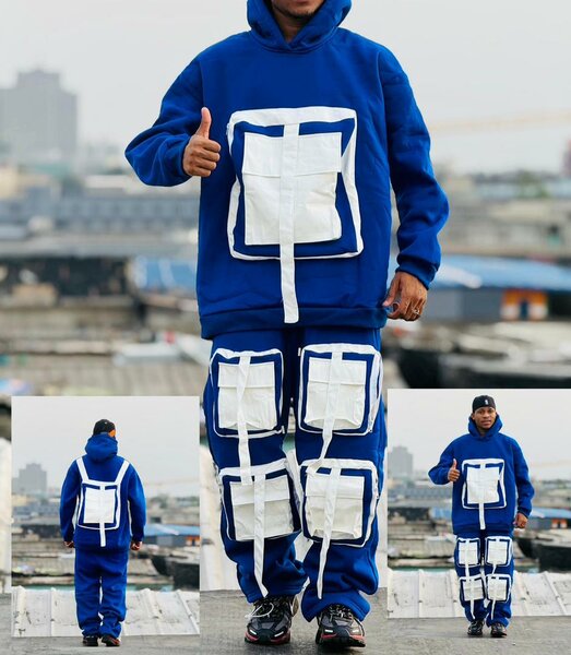 Ensemble survêtement bleu homme cargo