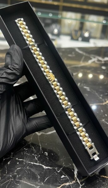 Bracelet en acier et or